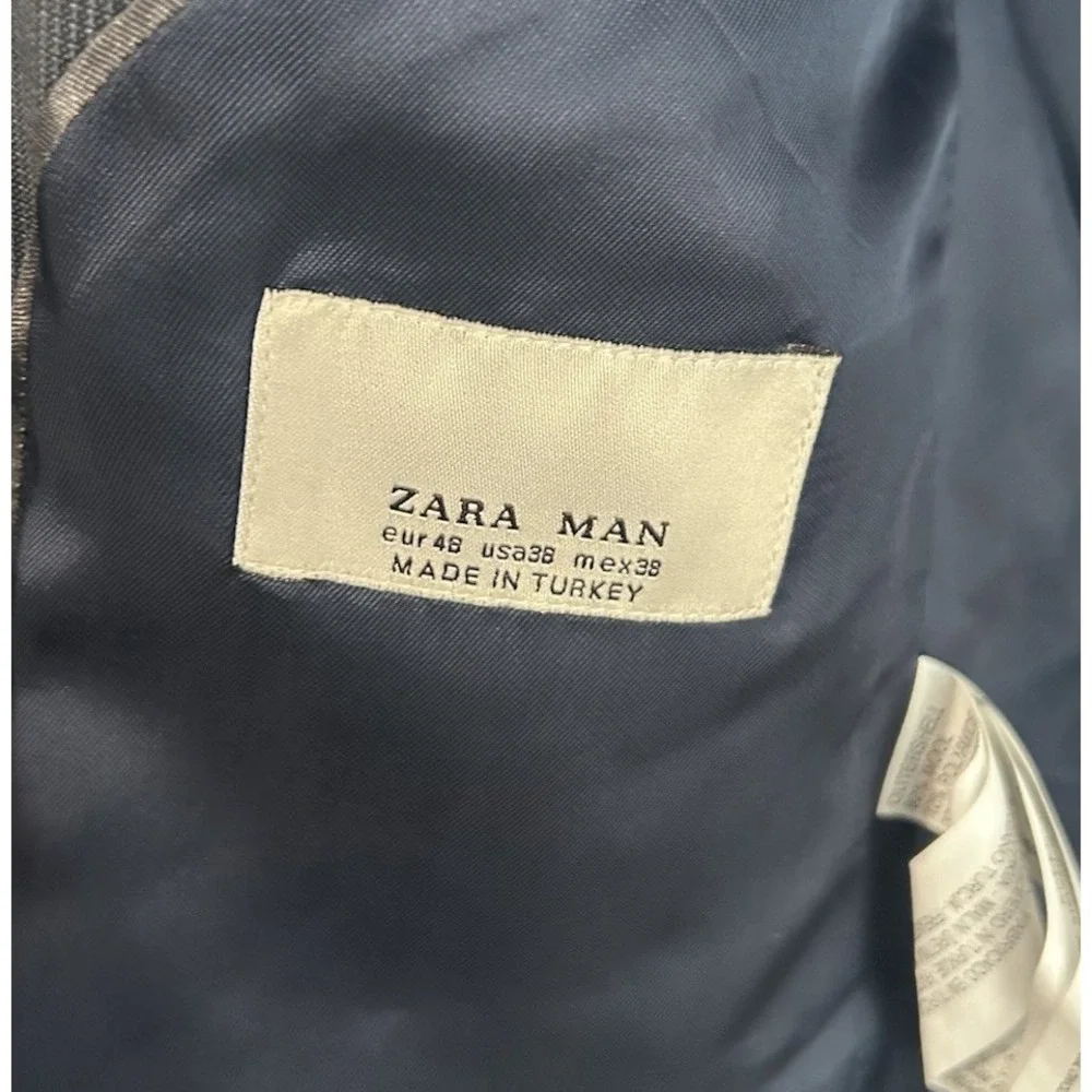 Zara Men‎ 38 One Button Charcoal Gray Pinstripe Blazer Business Casual Academia